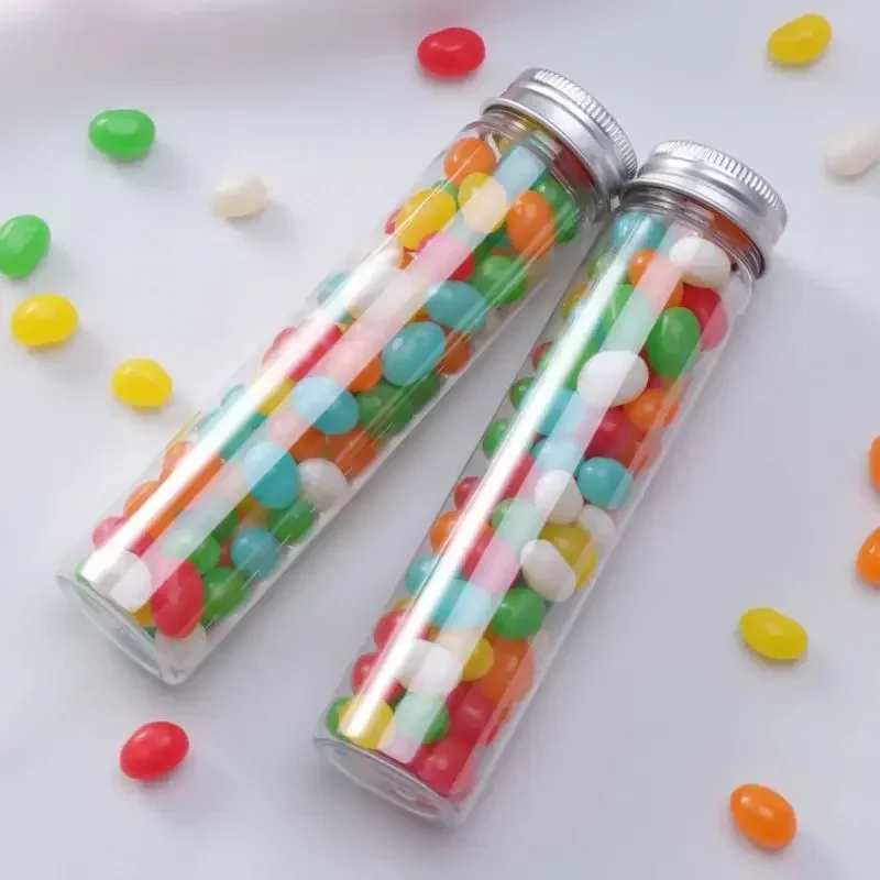 10/20/30Pcs 110ml PET Test Tubes Transparent Plastic Candy Facial Mask Rubber Capsule Packaging Box With Screw Lids Party Favors