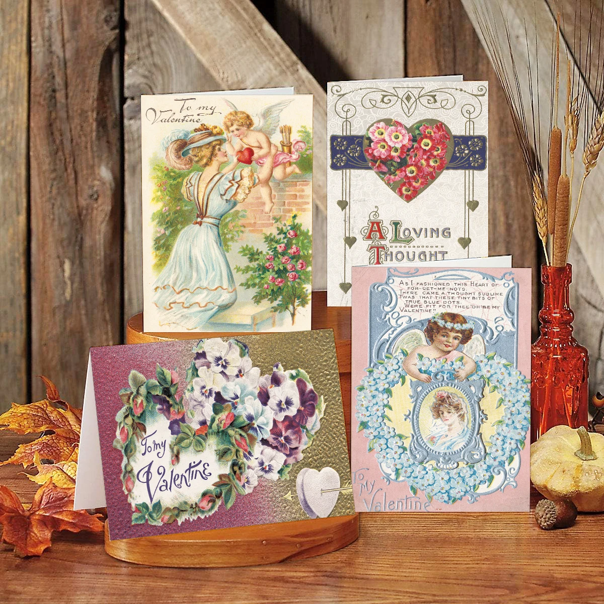 12Set Vintage Greeting Card for Valentine's Day Wedding Victorian Love Card with Envelope & Sticker Holiday Gift for Him Her