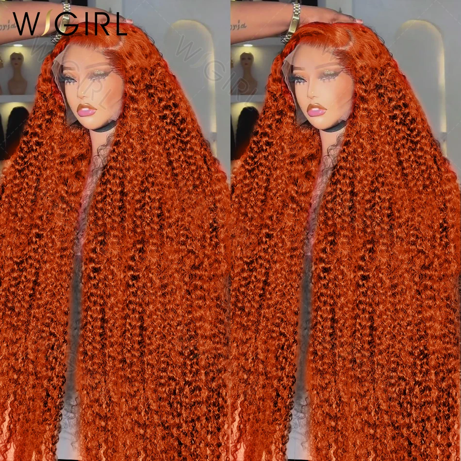 30 40 Inch 13x6 Orange Ginger Curly Lace Frontal Human Hair Wig 220 Density 13x4 Deep Wave Lace Front Human Hair Wigs For Women