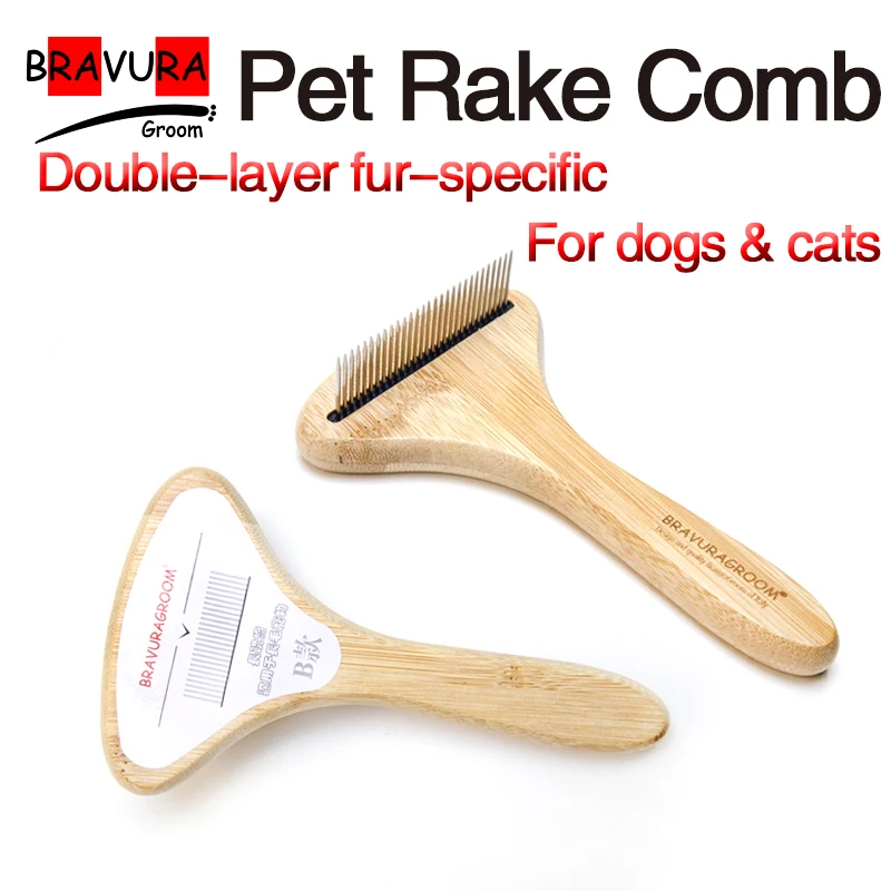 Pettine Per Toelettatura Per Animali Domestici Pettine Nodi E Stuoie Dematting Spargimento Di Peli Manico In Legno Naturale Per Massaggi, Cani E Gatti