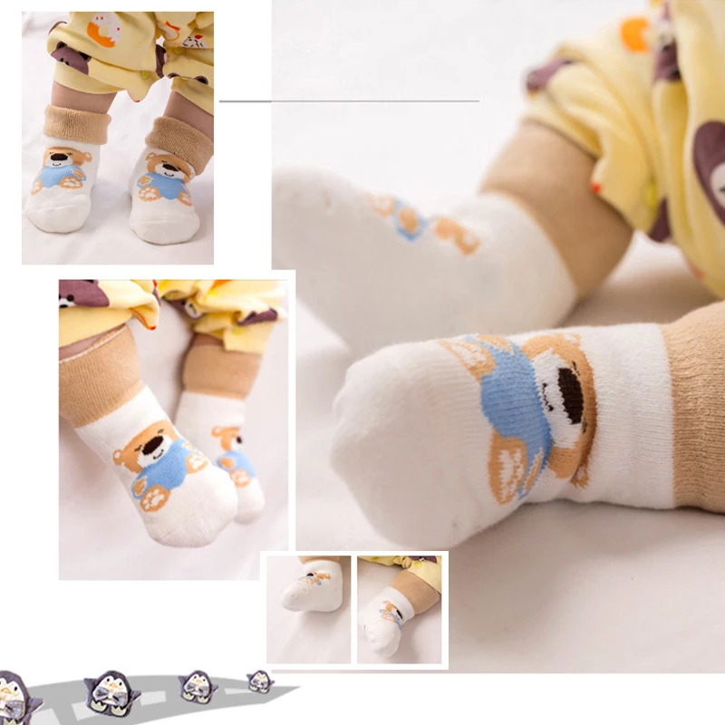 Baby Socks kids socks cartoon socks baby socks girls socks 5Pairs/Set Winter Warm Strip Cute Cartoon Dot Thick Boys Girls Floor Sock Star Soft Newborn Toddler Kids Terry Socks