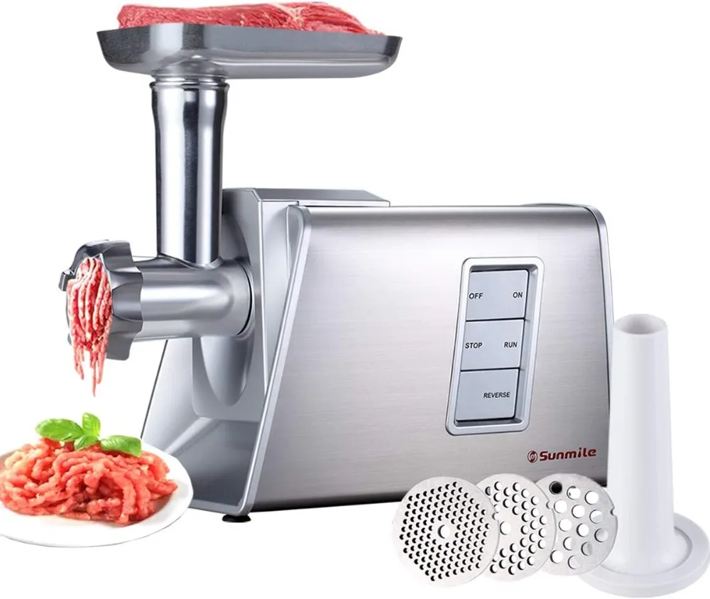 

Sunmile SM-G73 Heavy Duty Electric Meat Grinder and Sausage Stuffer Maker 1000W Max with Stainless Steel Cutting Blade