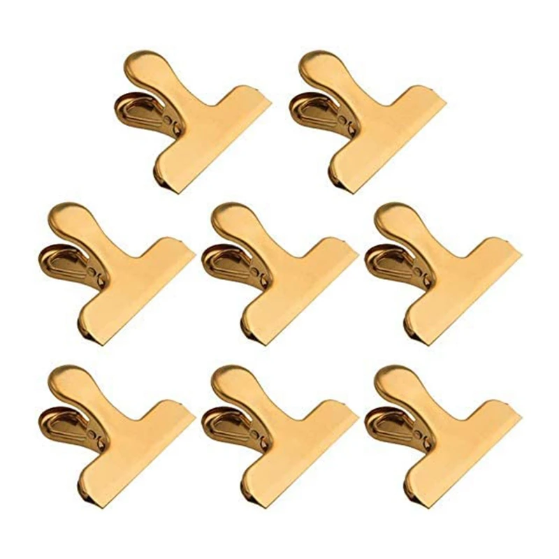 

HOT SALE Chip Bag Clips,8 Pack Large Golden Stainless Steel Air Tight Bag Clip Perfect For Kitchen &Office (8 Pack)
