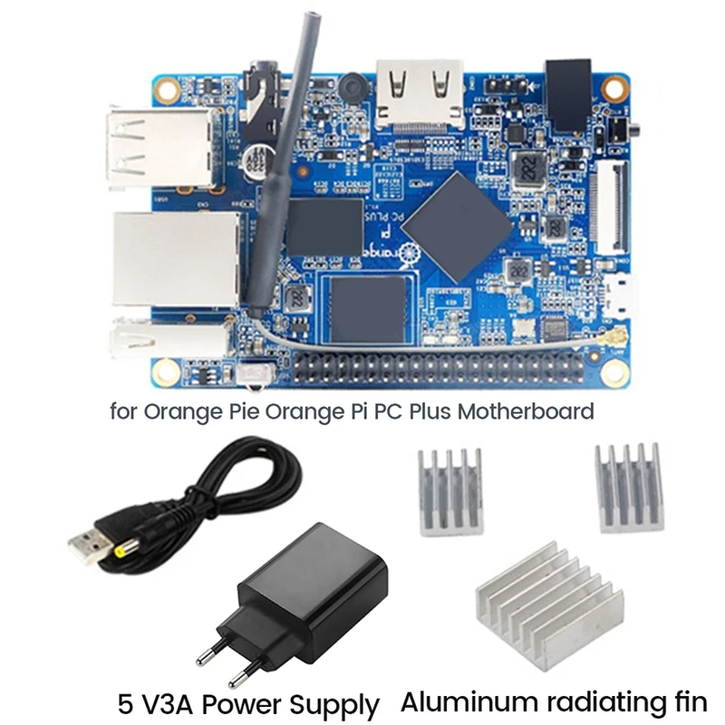 

Для Orange Pi PC Plus Allwinner H3 Cortex-A7 4-ядерный 1 ГБ DDR3 + 8 Гб EMMC макетная плата + теплоотвод + источник питания