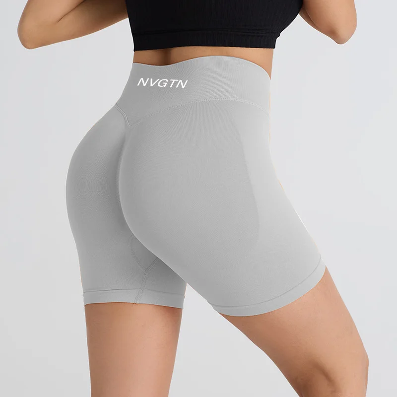 NVGTN Fitness Shorts CONTOUR SHORTS Medium and High Waist Smile Line Face Yoga Fitness Three-point Pants