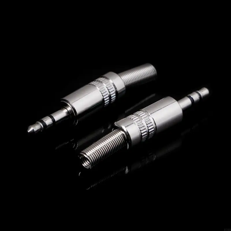 5 PCS 금속 3.5mm 2 링 3P 스테레오 잭 플러그 케이블 솔더 어댑터 어댑터 터미널
