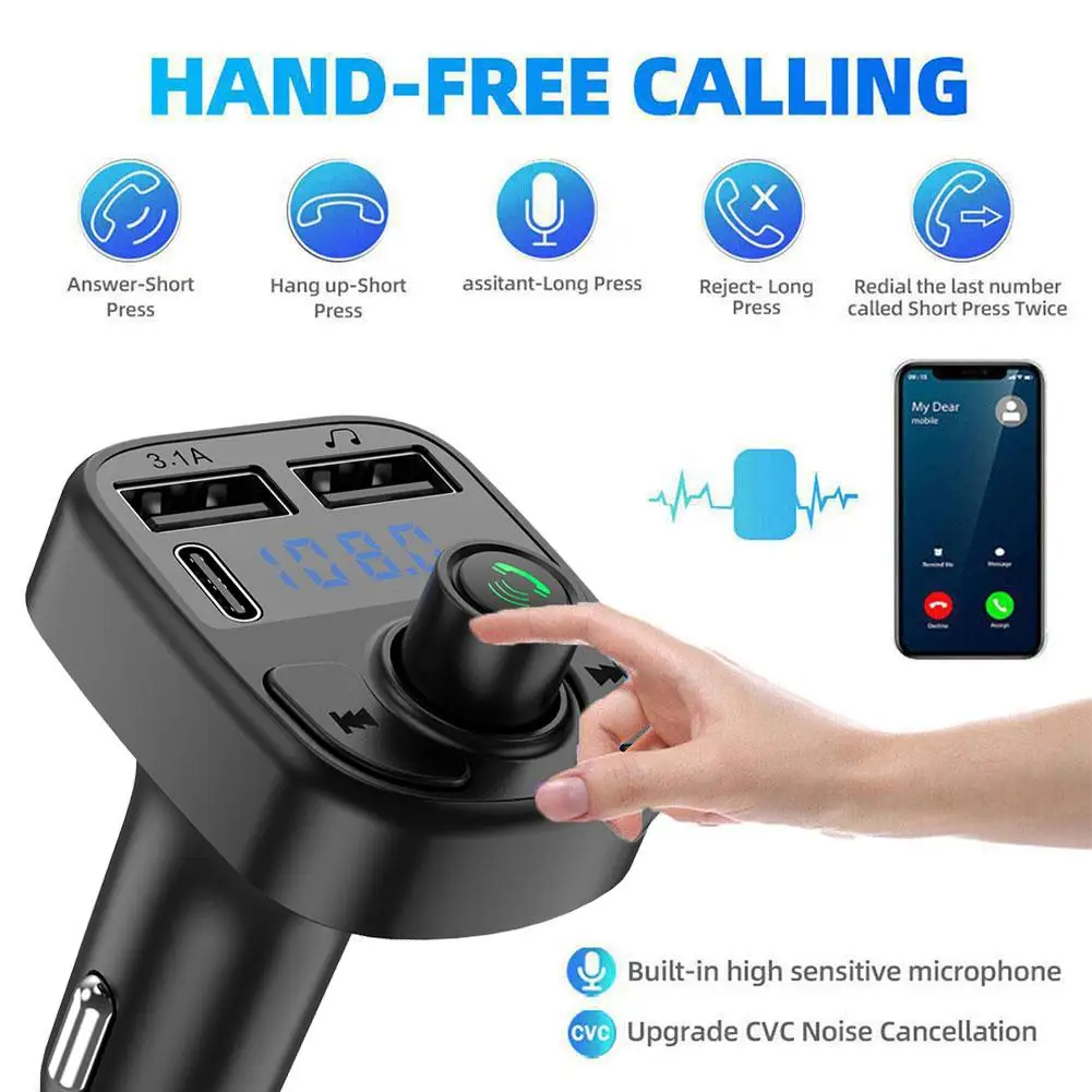 

Автомобильный Bluetooth MP3-плеер, автомобильное зарядное устройство, FM-трансмиттер, плеер, двойной USB-модулятор громкой связи Z3V7