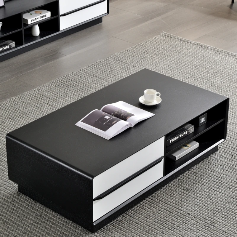 

Modern Simple Coffee Table Black Nordic Rectangular Living Room Creative Storage Tea