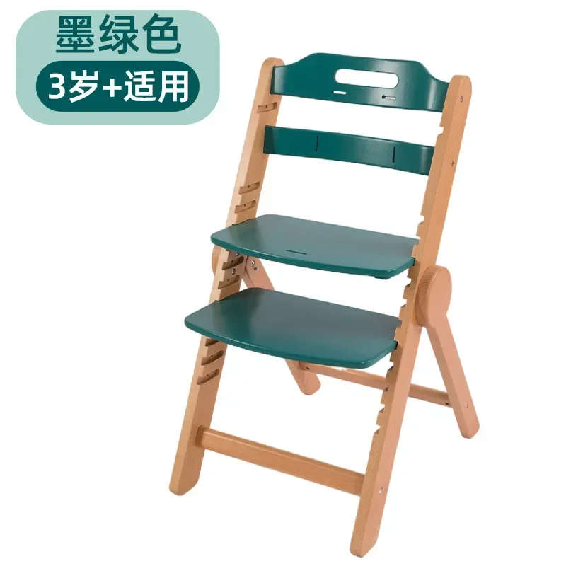 Solid Wood Children's Growth Chair Baby Dining Chair Multifunctional Adjustable Beech Wood Adult High Legged
