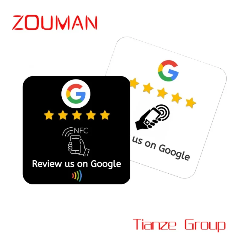 Custom , Google Review Card NFC NTAG213 215 216 Epoxy/PVC Sticker Window Label/Table Tag for Yelp Tripadvisor restaurant/hotel/t