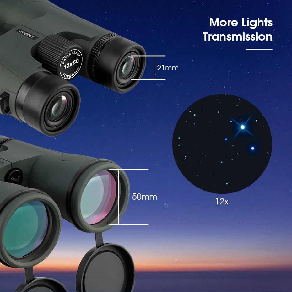 Svbony SA203 Telescope 12x50 Binoculars Professional Powerful BAK4 IPX7 Waterproof Camping Equipment for Birdwatching Stargazing 4