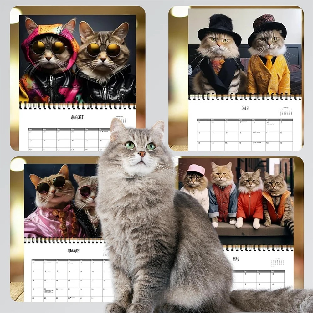 Calendario De Gatos 2026 Planificador Diario Semanal Mensual De 12 meses Calendario Wall Cat Cat Fashion Calendar For Cat Lover