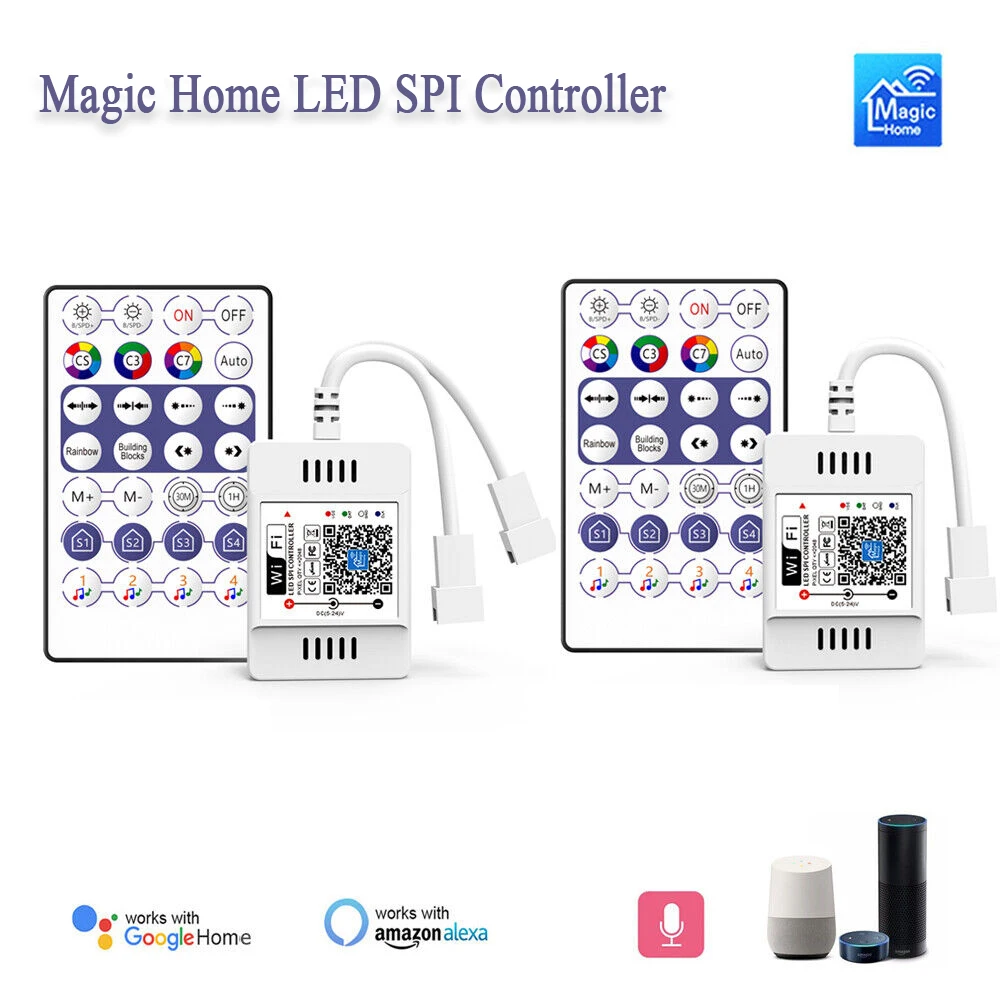 Magic Home LED SPI Controller WiFi Bluetooth IR Remote Controller for WS2812B WS2811 SK6812 RGBIC Addressable Pixels Music Sync