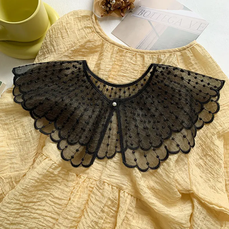 Fashion Pearl Lace Fake Collar Solid Breathable Detachable False Collars For Women Girls Cute Thin Dickey Collar Mini Scarf fake collar,detachable collar shawl