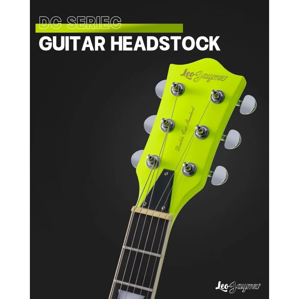 39 Inch Solid Body Electric Guitar-Poplar Wood Body，Maple Neck and Composite Ebony Fretboard (Fluorescent Green)
