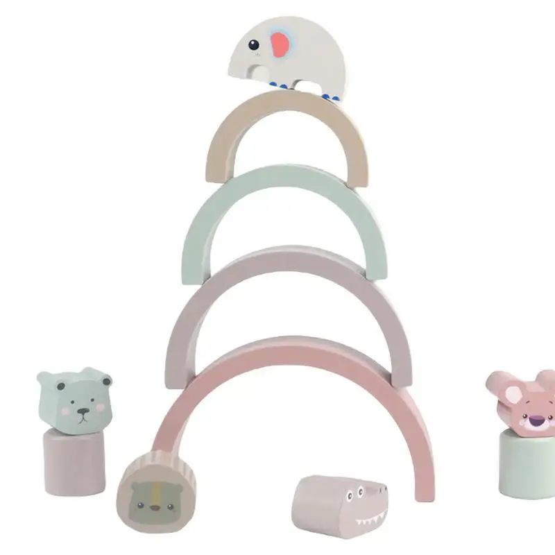 

Wooden Rainbow Stacking Toy Montessori Rainbow Animal Blocks For Fine Motor Skills And Early Learning Montessori Toys For Kids