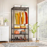H4 Mini Portable Closet, 4 Tiers Freestanding Clothing Garment Rack for Small Space, Metal Clothes Wardrobe System for 2