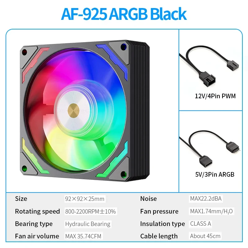 AF-925 ARGB PC Fan PC Radiator Cooling Fan 92mm ITX Computer Case Fans 9cm Chass