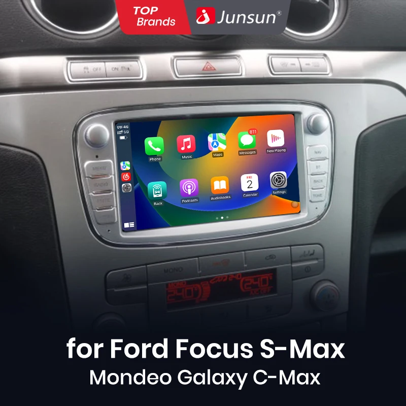 Autoradio Android 7" Pour Ford Focus Mk2, Mondeo, C-Max, Galaxy, S-Max - 4G+64GB, GPS, CarPlay/Android Auto Sans Fil, Bluetooth, WiFi, DSP