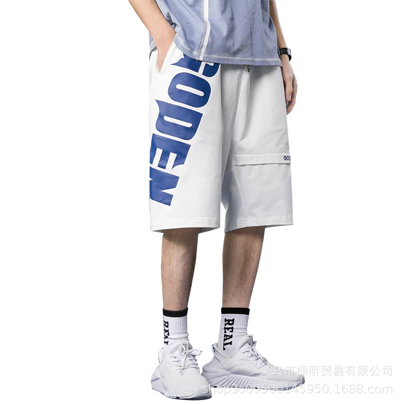 

Мужские шорты с буквенным принтом 2022, брендовые свободные Пятиточечные брюки, комбинезон с принтом, повседневные брюки, пляжные спортивные шорты