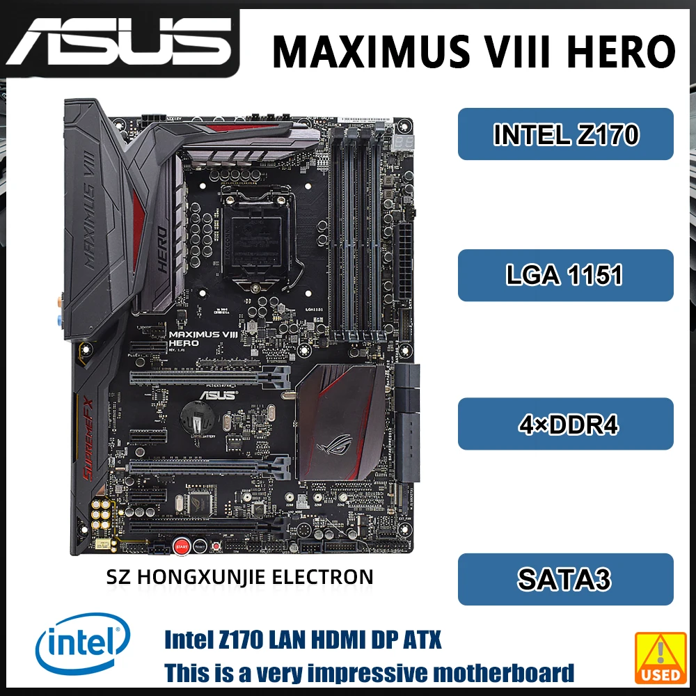 ASUS ROG MAXIMUS VIII HERO Motherboard LGA 1151 DDR4 64GB support  Core i5-6400 i5-7500  i7-7700 G3930 cpu PCI-E 3.0 SATA III