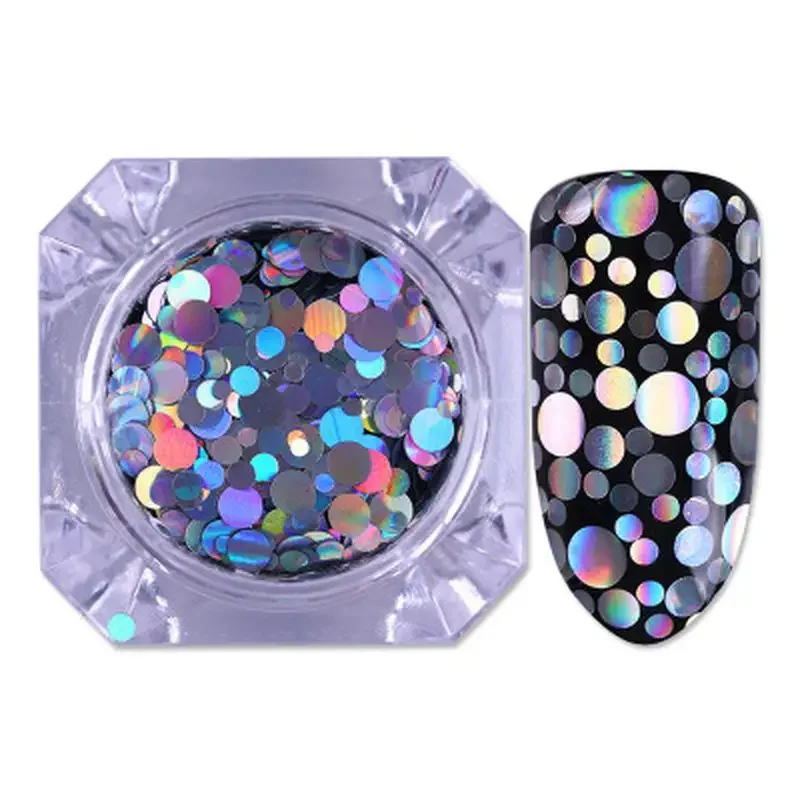 Mixed Size Nail Glitter Paillette Sequins Holographic Silver Flakies Colorful Round Rhombus 4