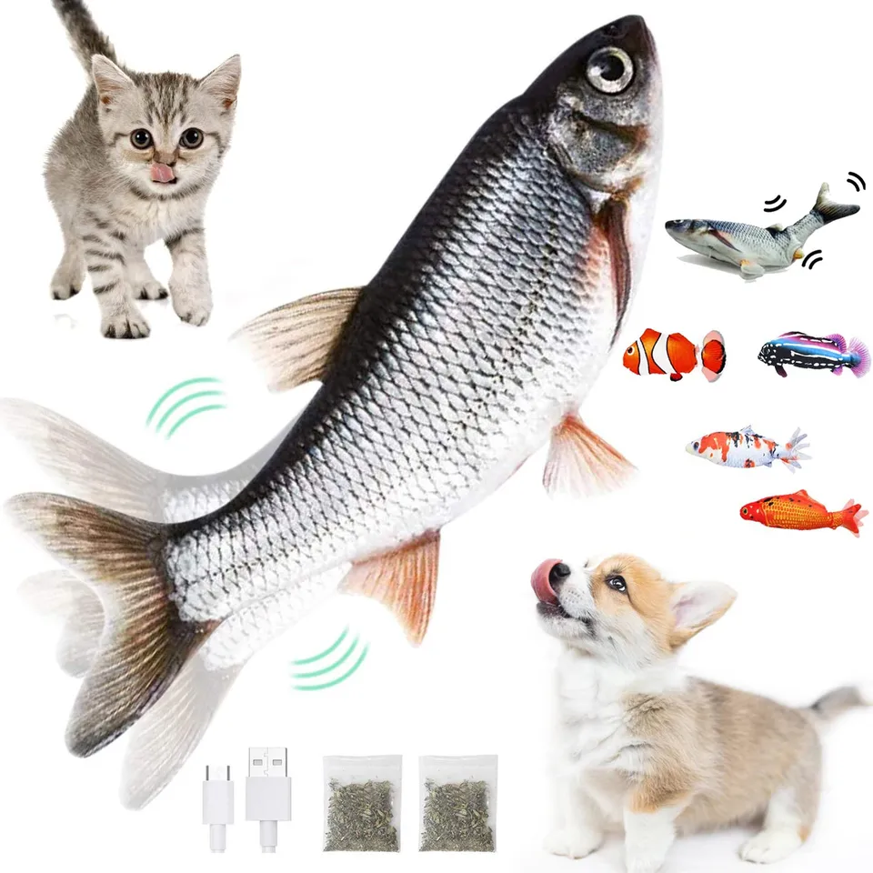 Pet Cat Dog Toy Electric Jumping Fish Moving Kicker Fish Toys Realistic  Flopping Fish Fun Toy For Kids Pets With Chargeable Moto - AliExpress