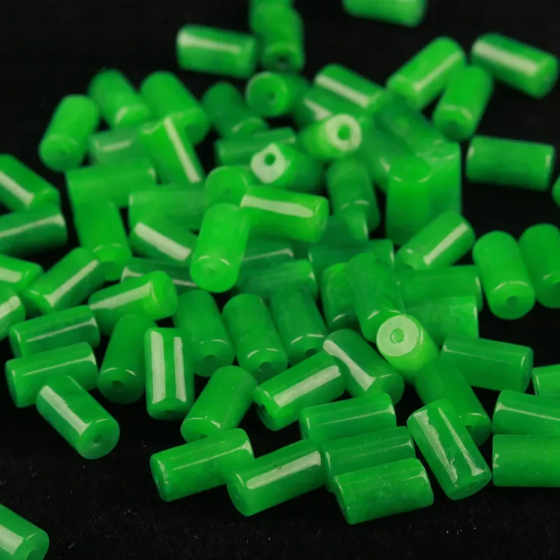 

10pc Natural Emerald Green Jade Carved Bucket Bead Pendant Chinese Necklace Jewellery Fashion Amulet Gifts Man Women