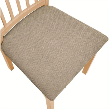 Dining Chair Seat Covers Set of 8, Chair Covers for Dining Room 8 Pack, Dining Room Chair Covers, Taupe