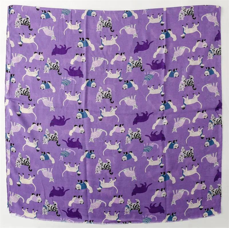 Schöne Cartoon Katze Muster Fransen Viskose Schal Schal Dame Mädchen hochwertige Wrap Pashmina gestohlen Bufandas muslimischen Hijab 180*90cm – Detail 9