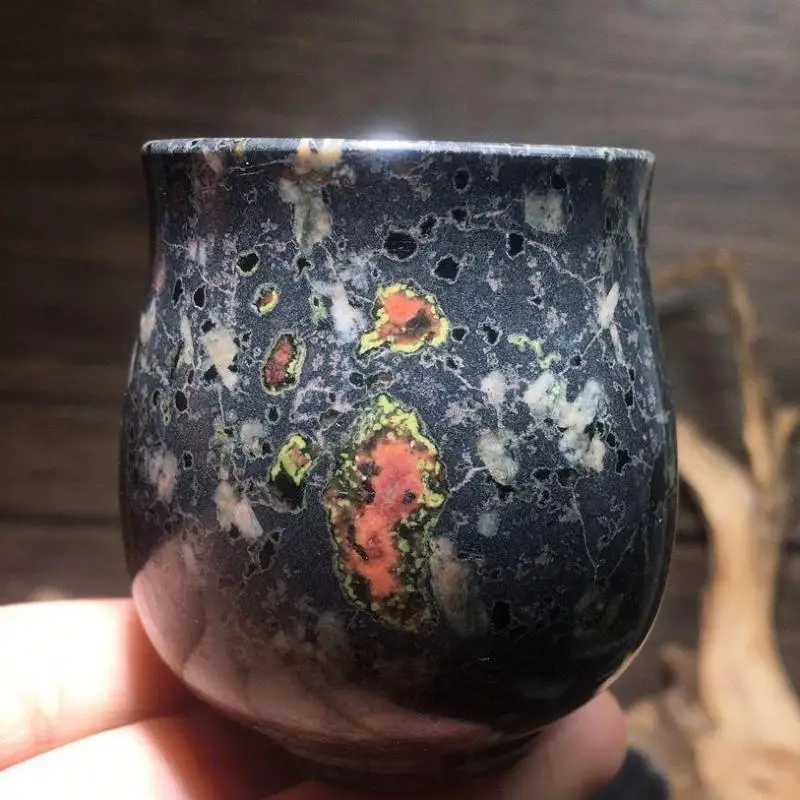 

Jade Teacup Natural Magnetic Stone Health Cups Genuine Chinese Plum Blossom Jades Teacups Tea Ceremony Gongfu Teaware
