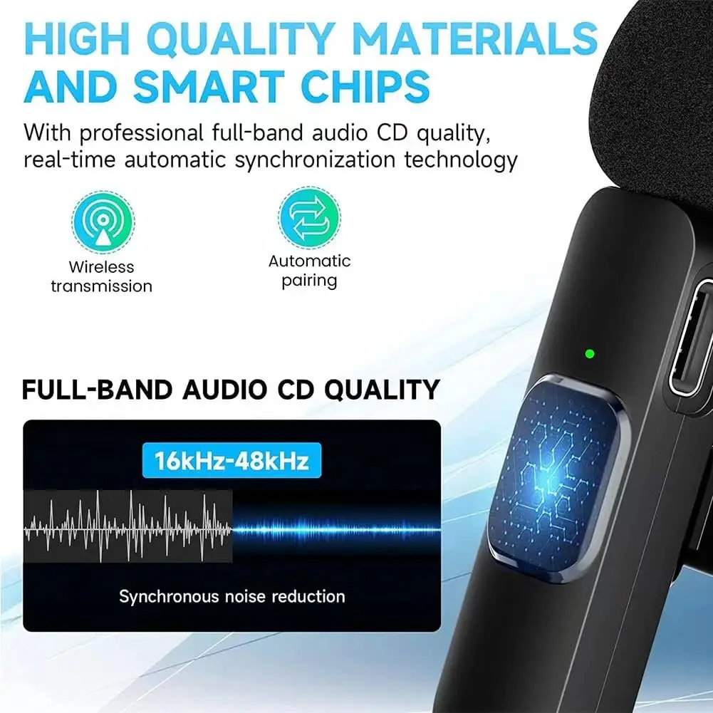 Wireless lavalier microphone for iPhone iPad 2 Pack Portable Noise Cancelling/Muting for Recording Live Stream TikTok