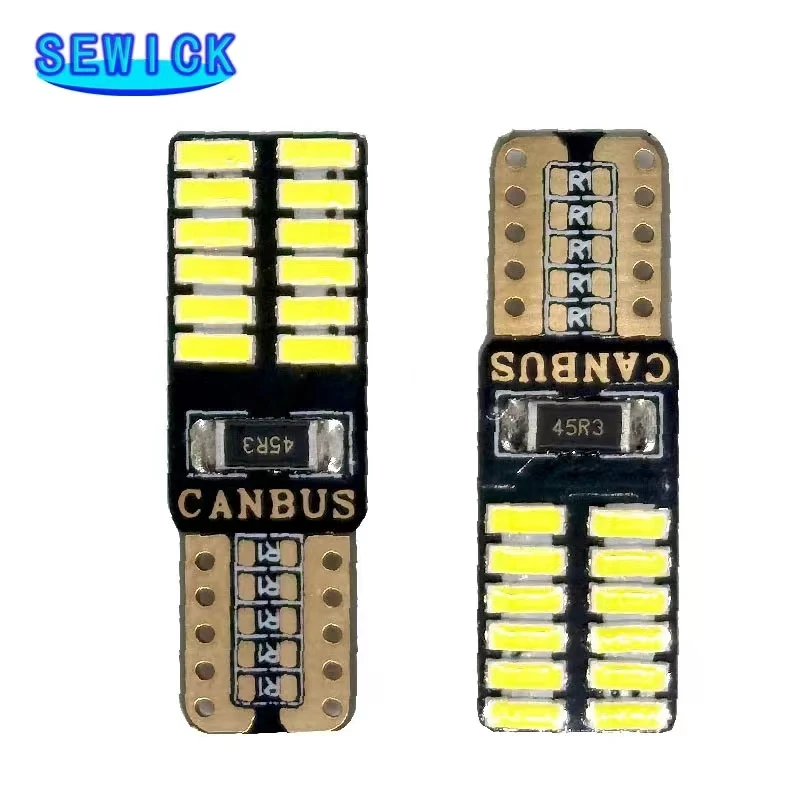 100pcs 12V/24V Canbus T10 W5W 194 501 ڵ LED ׸ Ǳ   ڵ ڵ 24SMD Ŭ  ȭƮ
