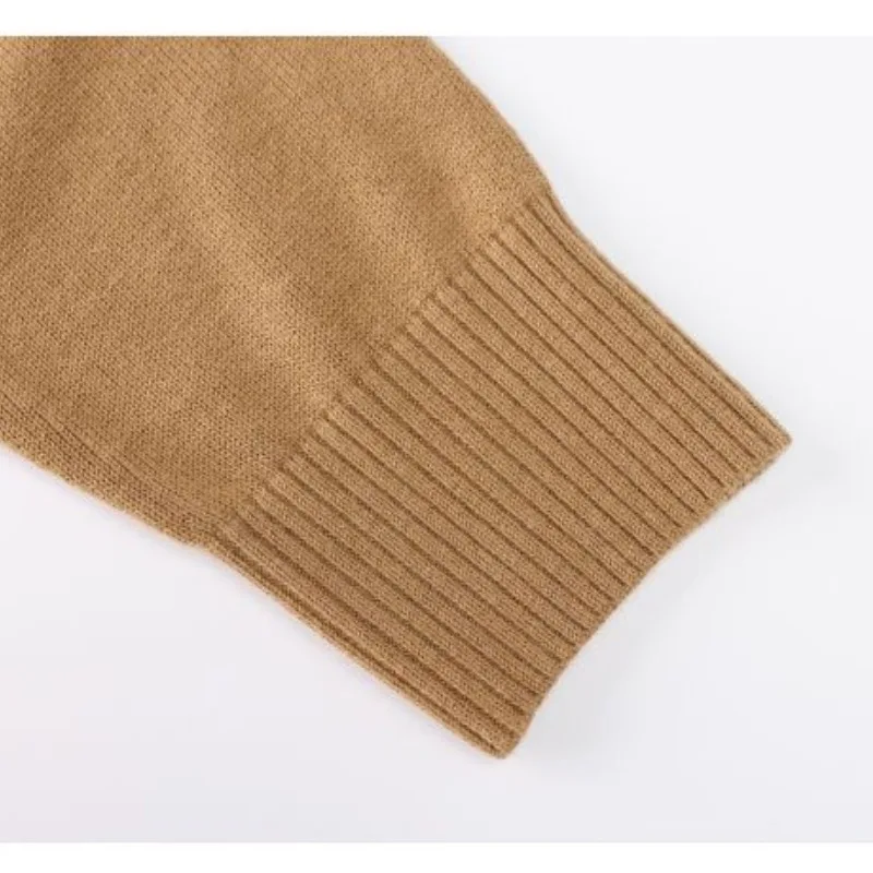 Spring and Autumn Women\'s Pullover Fake Two Piece Polo Neck Button Solid Color Sweater Underlay Fashion Casual RLong Sleeve Tops