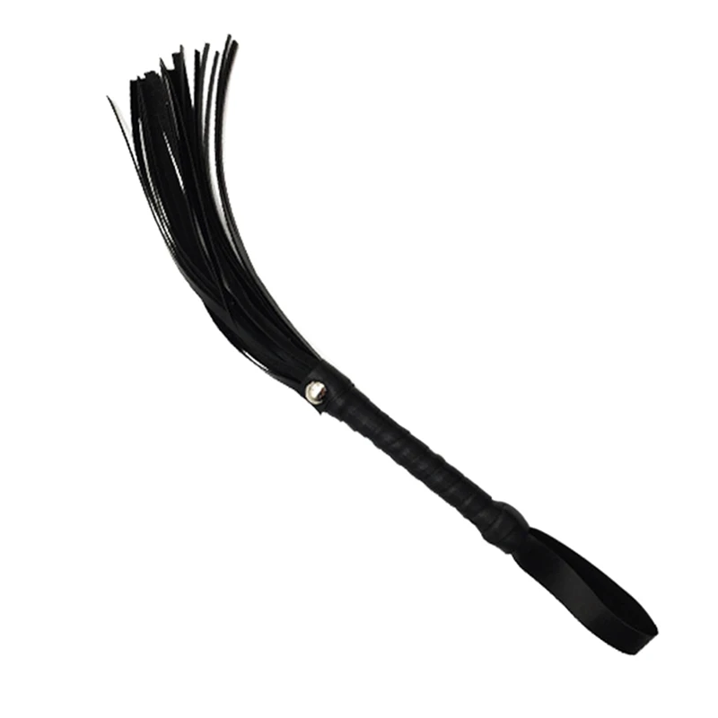 High Quality Pu Leather Pimp Whip Racing Riding Crop Party Flogger Hand Cuffs Queen Black Horse Riding Whip Adult Sexy Horsewhip_voghion.com