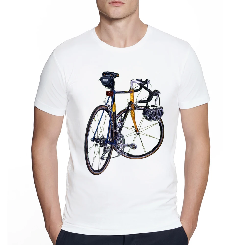 Kreative Fahrradliebhaber für Herren, beste Fahrräder und Fahrradausrüstung, bedrucktes T-Shirt, Biker, Aquarell, Malerei, Künstler, Hipster, Streetwear-T-Shirt – Detail 5