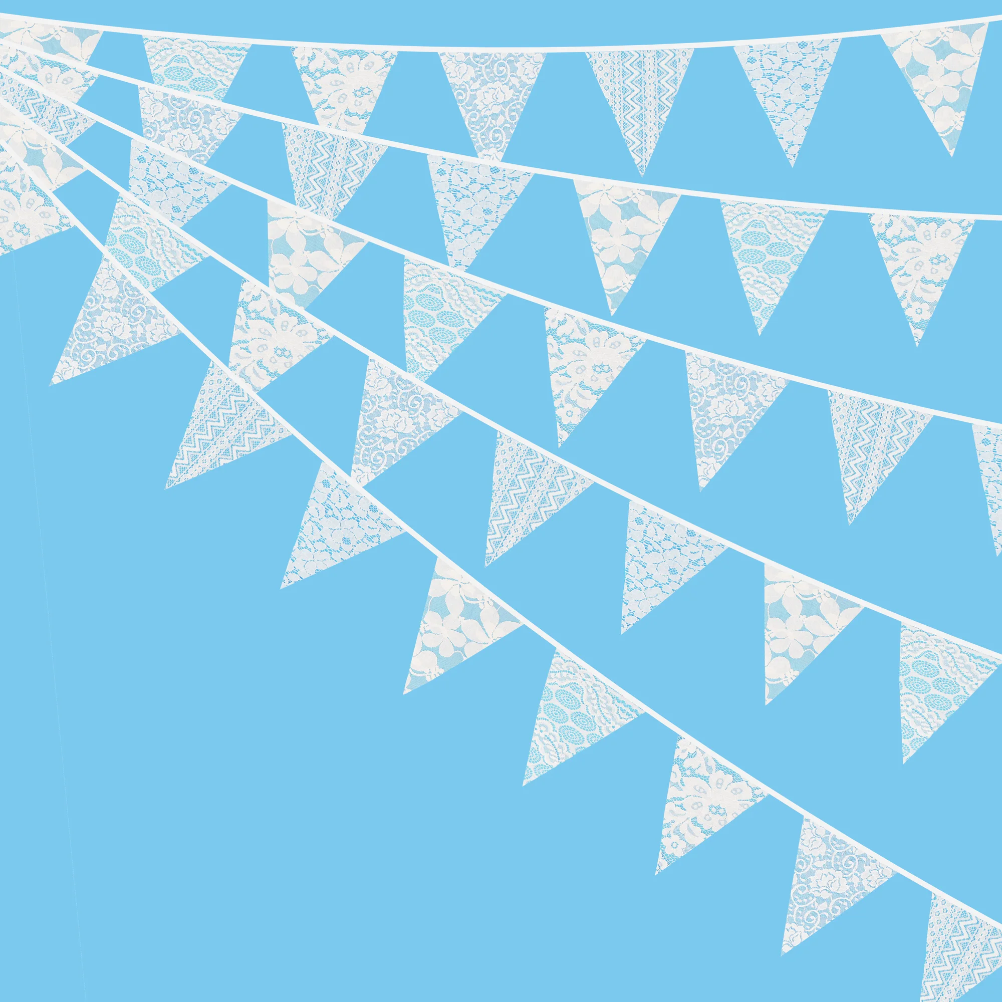 10M 36 Pennant Lace Hessian Flags Birthday Carnival Fabric Bunting Wedding Party Decor Banner Home Baby Shower Garland