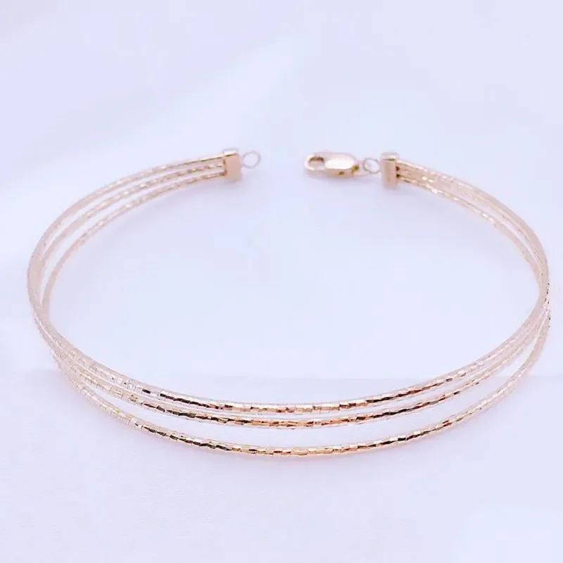 

585 purple gold plated 14K rose gold three-layer charm bracelet fashion classic creative wedding jewelry women accessories