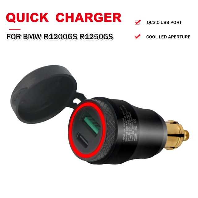 Wasserdichte Motorrad 12V 24V QC 3,0 USB Typ C PD Schnelle Ladegerät Power  Adapter Hella DIN Steckdose für BMW R1200GS R1250GS G310GS - AliExpress