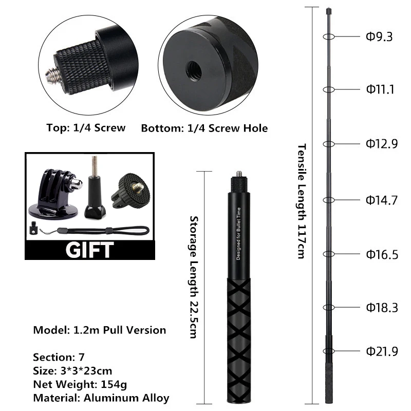 Rotating Handle Aluminum Selfie Stick with Tripod Base