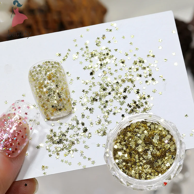 Nail Salon Design Cute Accessories 1Jar 1mm Mini Sparkling Star Nail Glitter Sparkling Decoration DIY Art Design