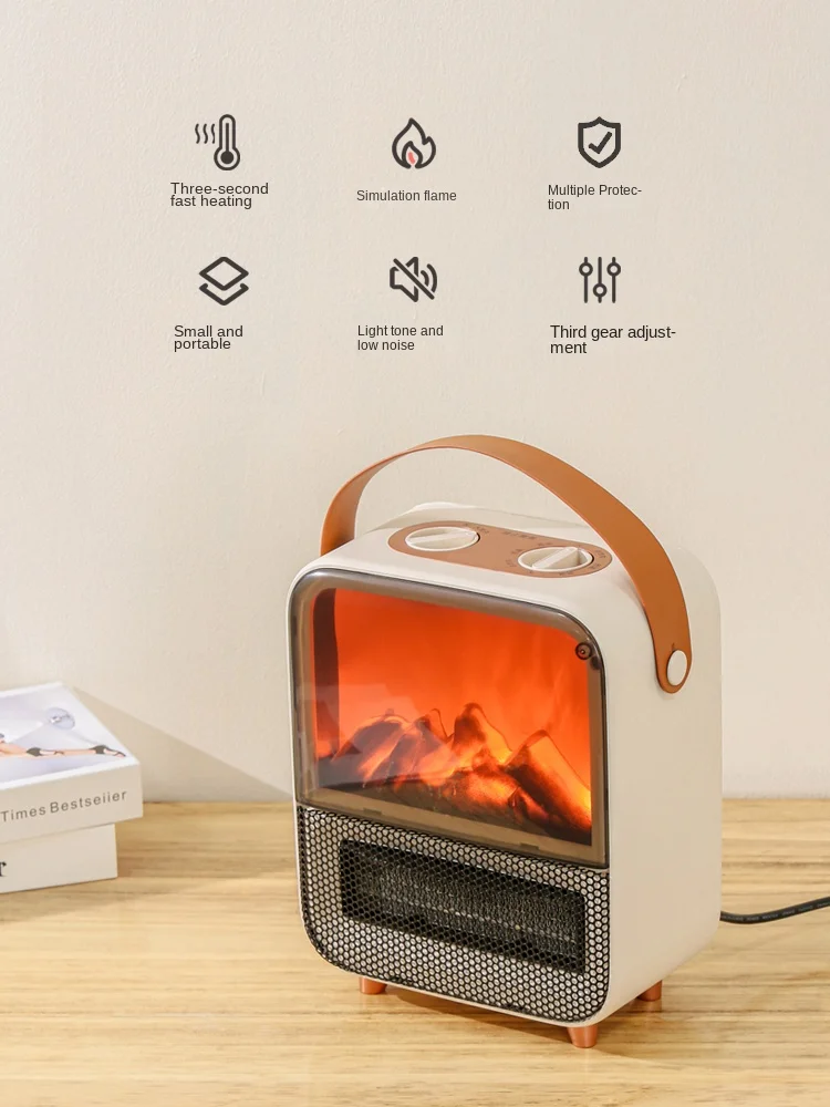 220V Camel graphene heater simulation flame small fireplace household energy-saving electric heater 3