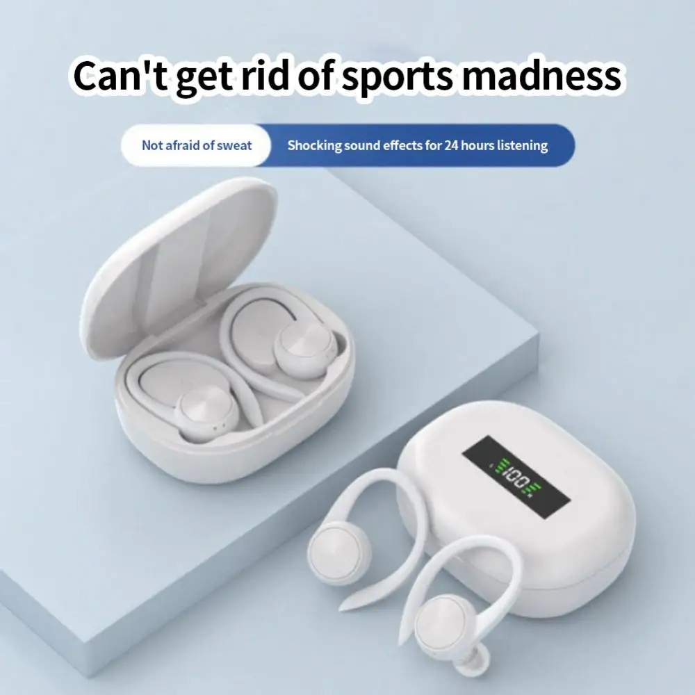 

Спортивные Беспроводные наушники с микрофоном, IPX5 водонепроницаемые наушники с крючками, Hi-Fi стерео музыкальные наушники для телефона