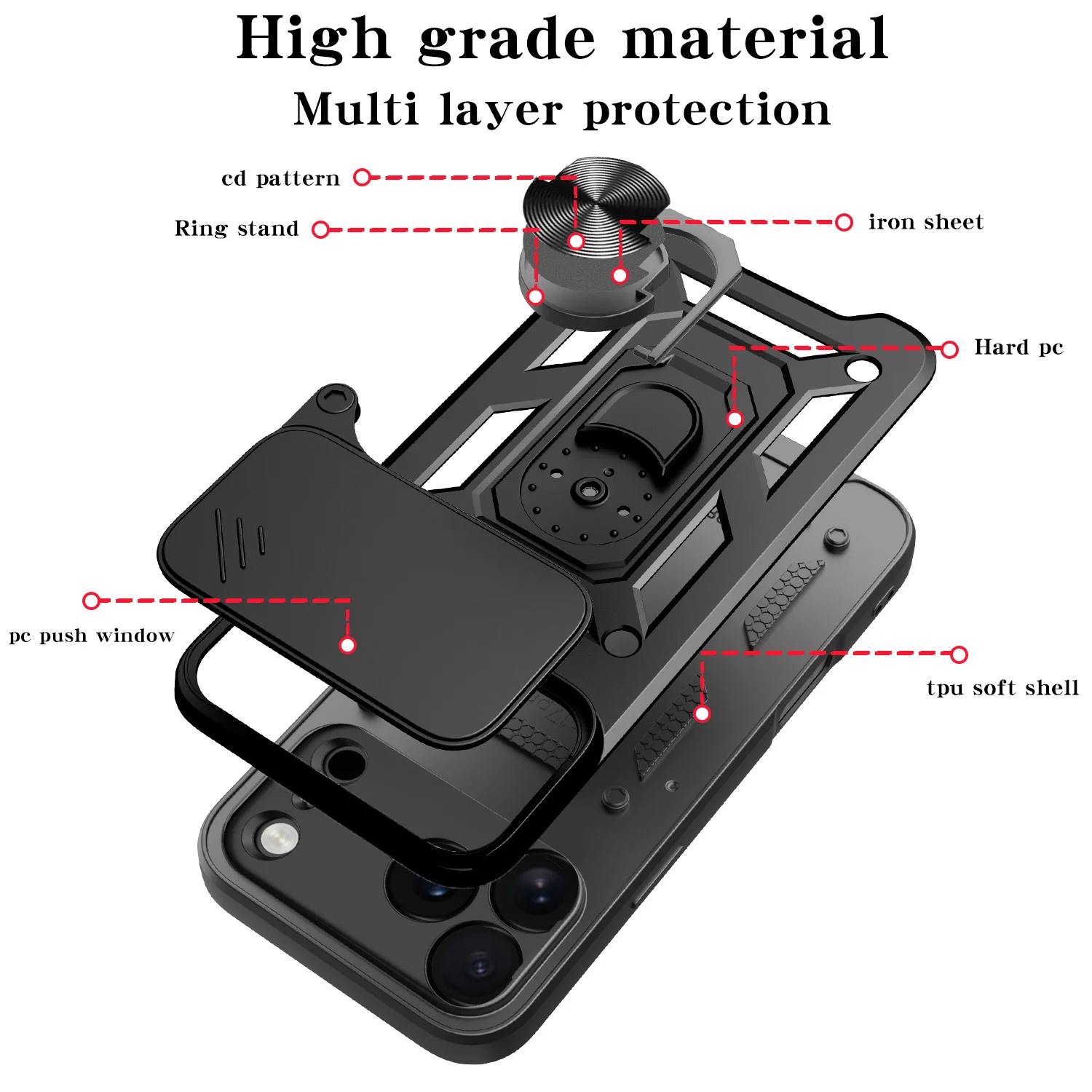 Luxurious Magnetic Holder Phone Case with Shockproof Armor Design
