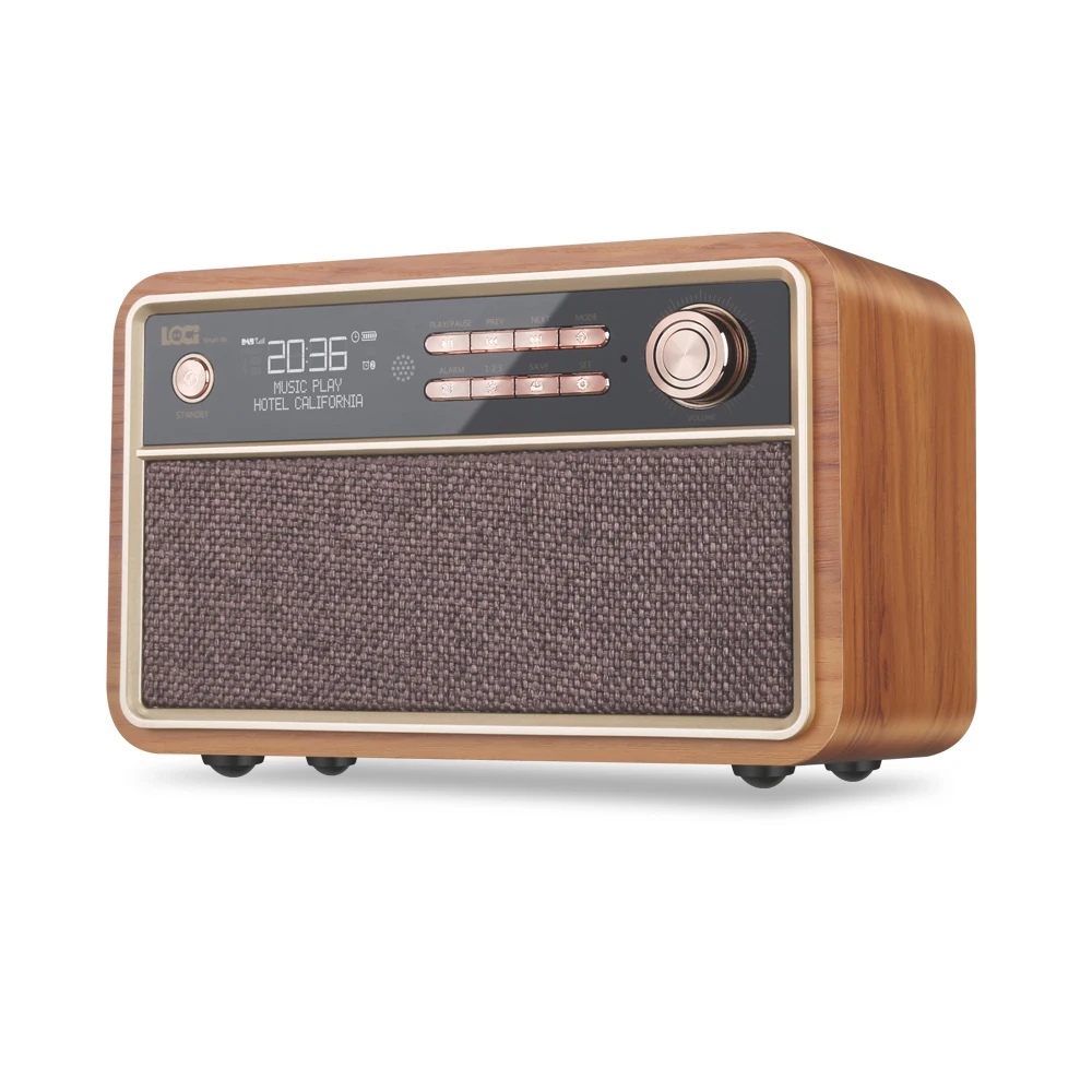 lociD29 wooden retro alarm clock MP3 speaker bluetooth radio