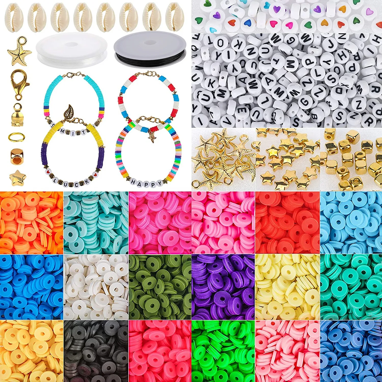

5000pcs 6mm Polymer Clay Beads Set Handmade Diy Beaded Bracelet Earrings Necklace Jewelry Making