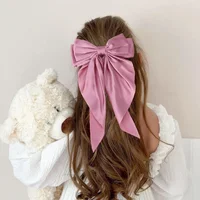 Girls Long Big Bow Float Satin Clips Back Head Hair Clip Internet Red with The Same Temperament Elegant Hair Accessories gifts 2
