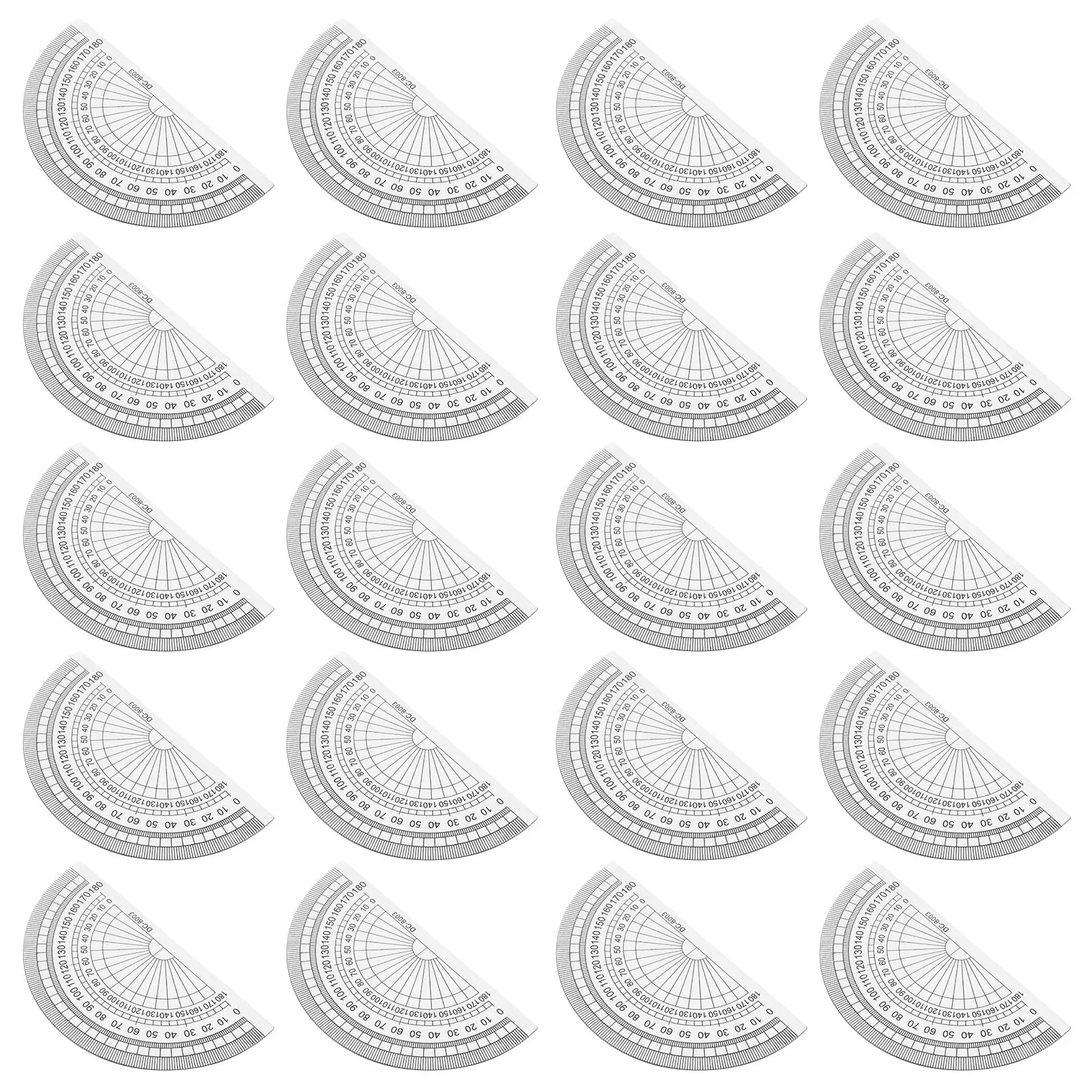 20Pcs 플라스틱 각도기 학생을위한 180도 각도 측정 도구 학교 사무실 기술 도면 명확한 숫자