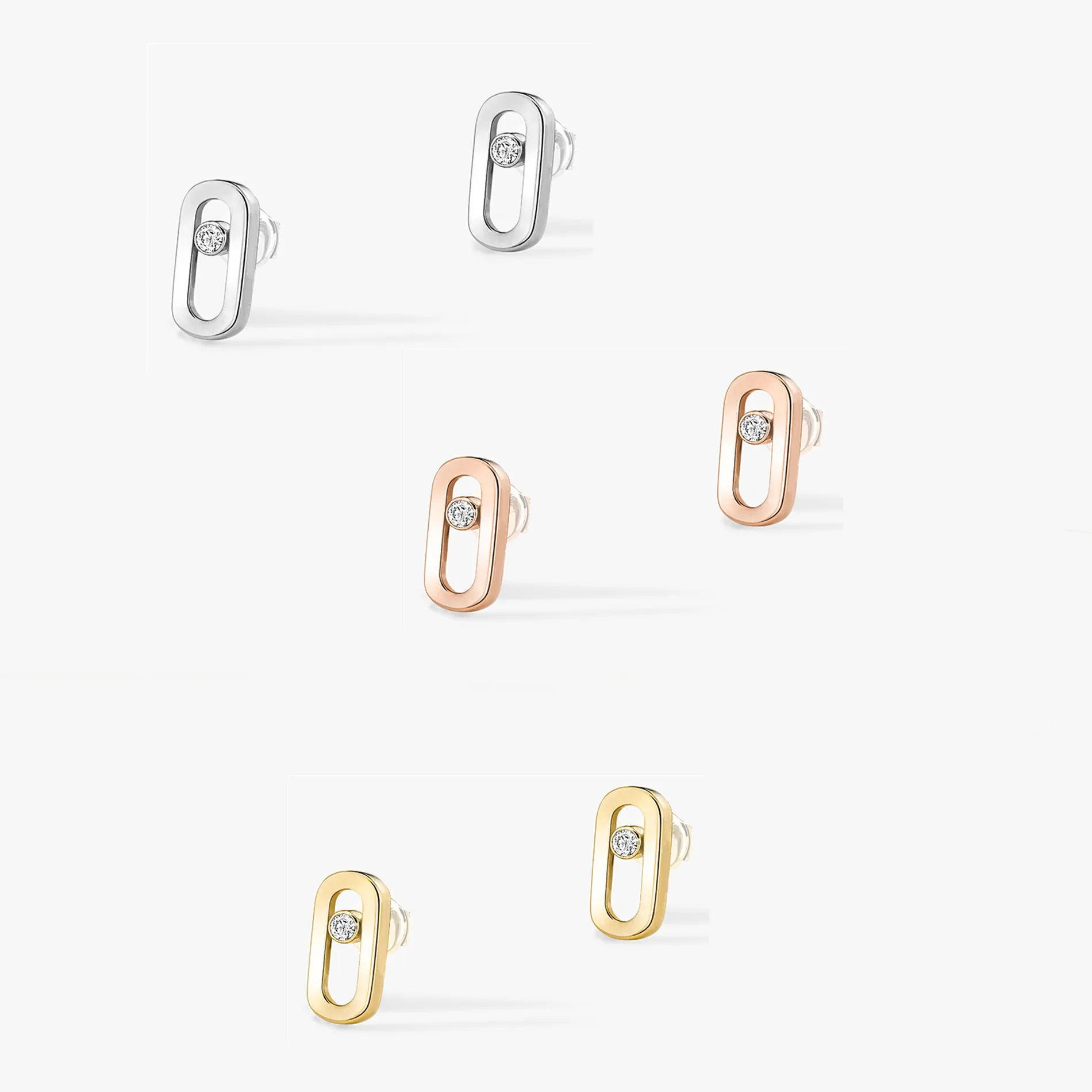 

Luxury Brand Move Uno Jewelry Series Classic Platinum Single Diamond Earrings for Women's Fashion Wearing Gifts