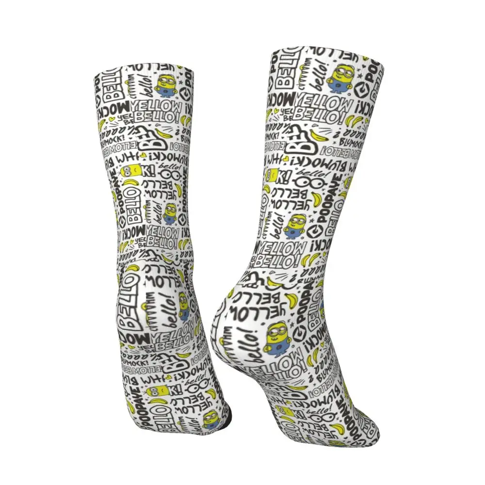 Custom Cool Print M- Minions Cartoon Socks for Women Men Stretchy Summer Autumn Winter M- Minions Bananas Crew Socks 204 S37cac4bfab774198b5d4c88013dd264aE